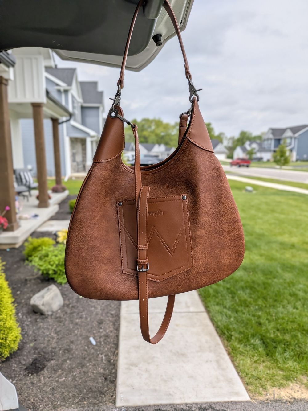 Wrangler Saddle Brown Curved Hobo Shoulder Bag